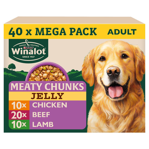 WINALOT Meaty Chunks Mixed in Jelly Wet Dog Food 40x100g