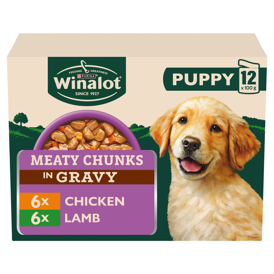 WINALOT Meaty Chunks Puppy Mixed in Gravy Wet Dog Food 12x100g