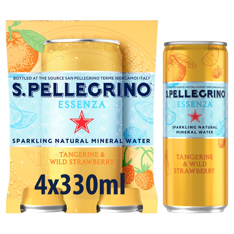 San Pellegrino Essenza Infused Sparkling Water Tangerine & Strawberry 4x330Ml