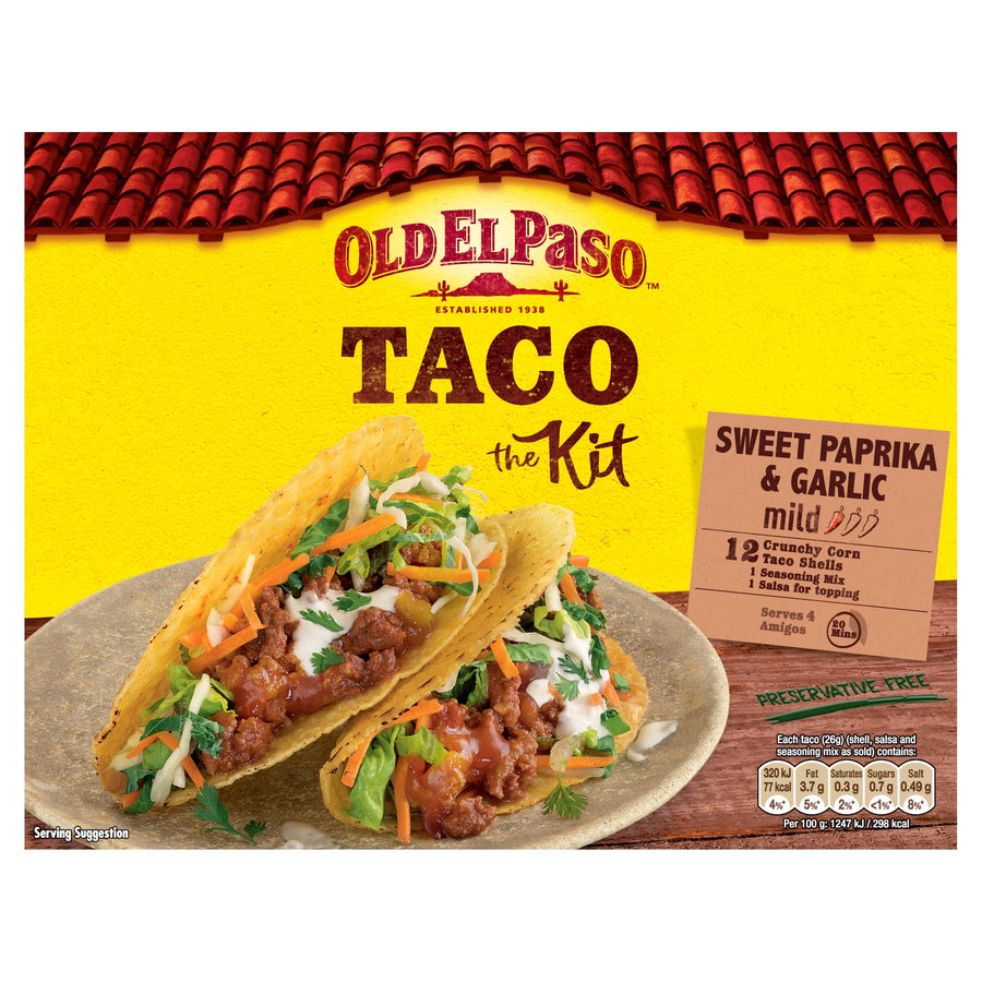 Old El Paso Sweet Paprika & Garlic Crunchy Taco Kit 308g