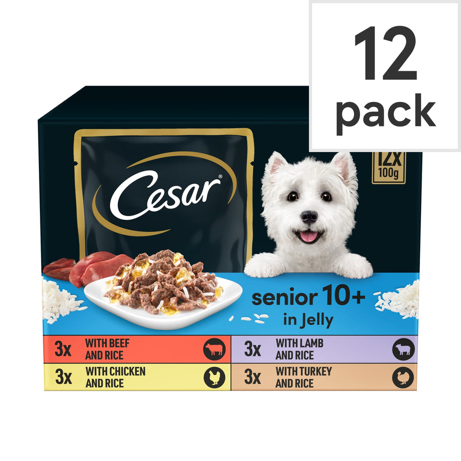 Cesar Senior Wet Dog Food Pouches Mixed in Jelly 12x100g