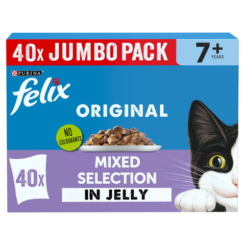 FELIX Original Senior 7+ Fish Selection in Jelly Wet Cat Food 40x85g
