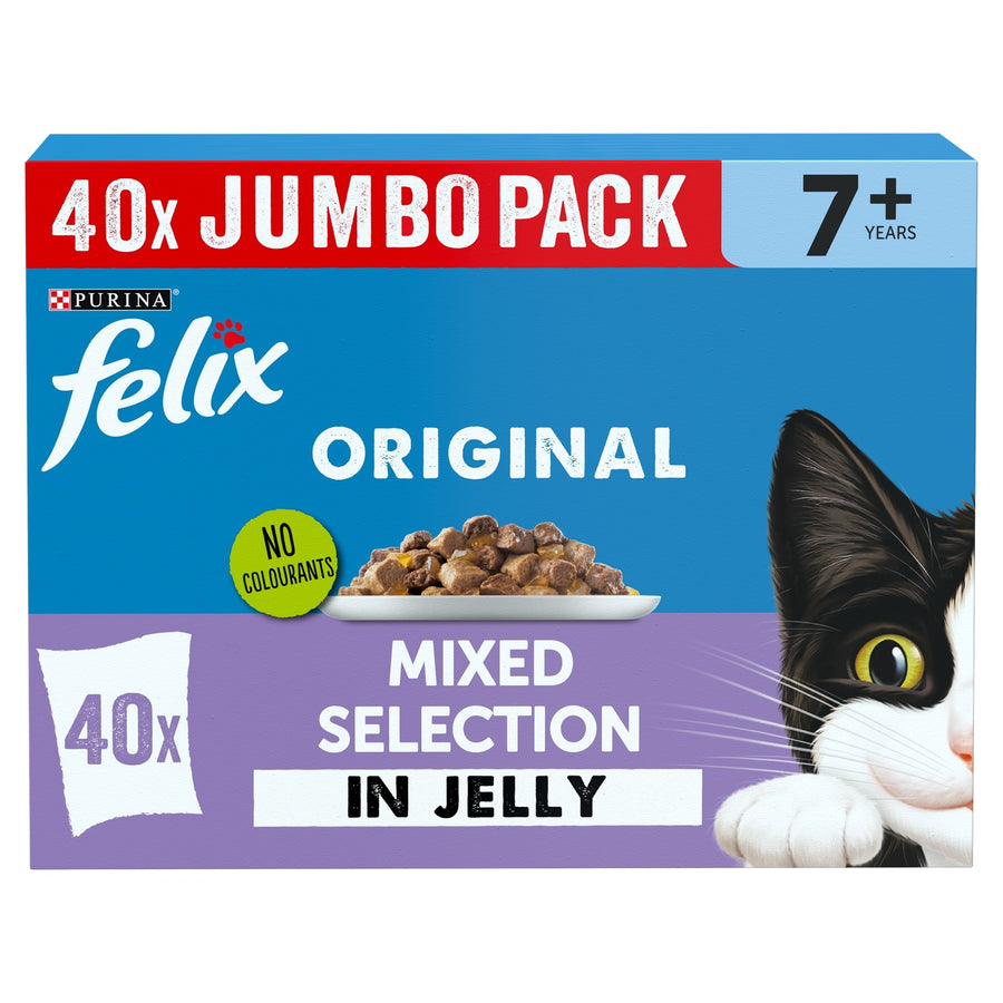 FELIX Original Senior 7+ Fish Selection in Jelly Wet Cat Food 40x85g