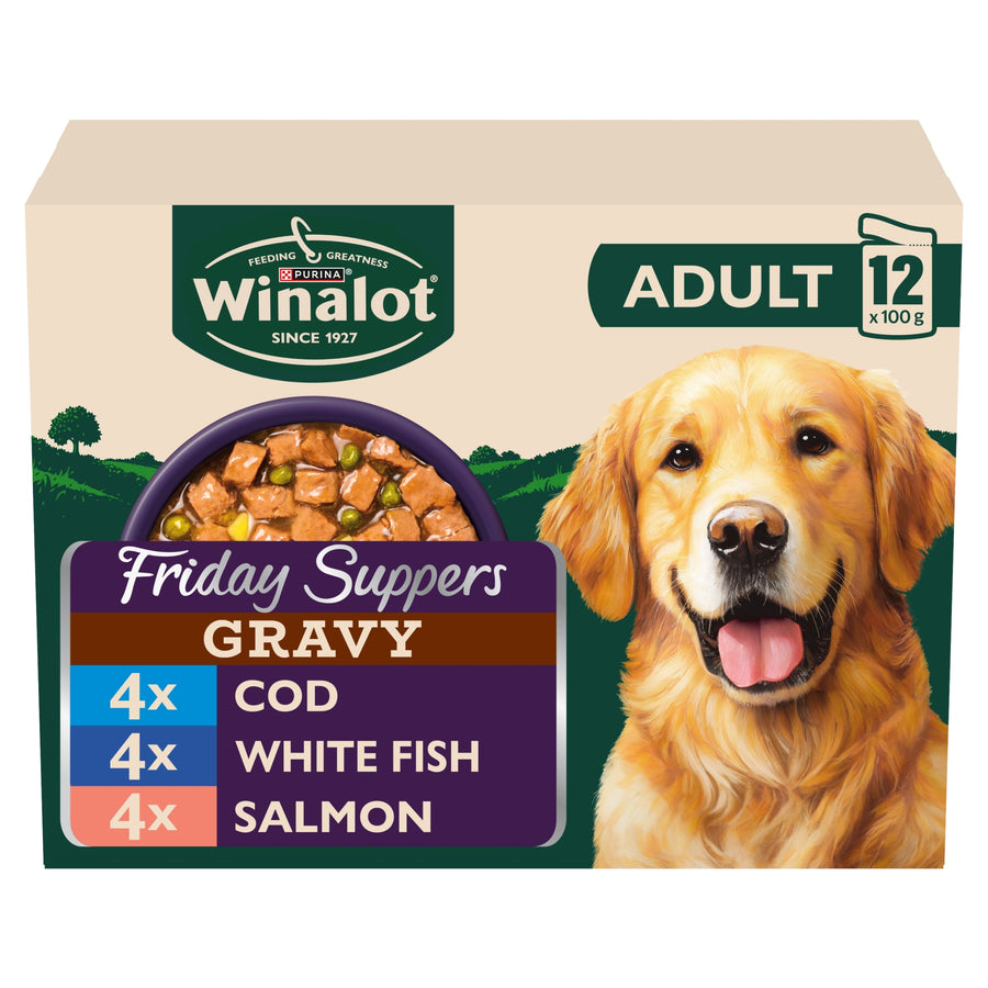 WINALOT Friday Suppers Mixed Variety Fish in Gravy Wet Dog Food 12x100g
