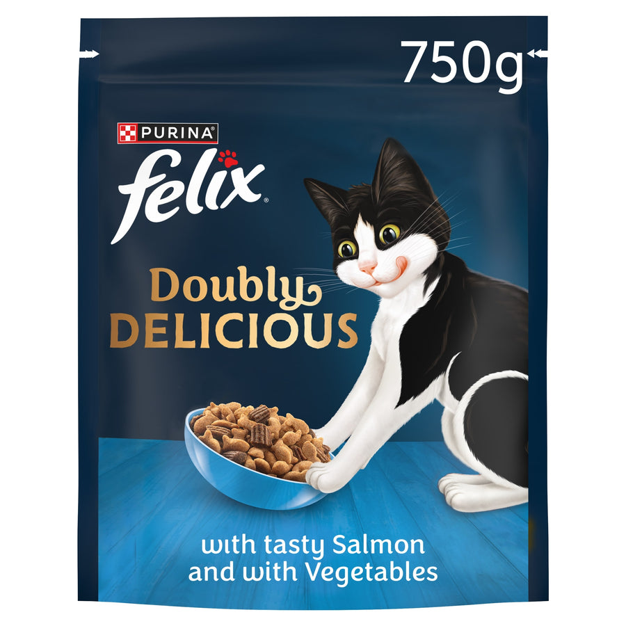 FELIX Doubly Delicious Salmon & Veg Dry Cat Food 750g