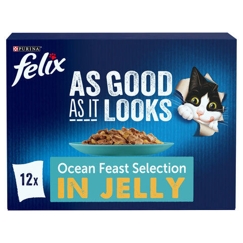 FELIX As Good As it Looks Ocean Feasts in Jelly Wet Cat Food 12x85g