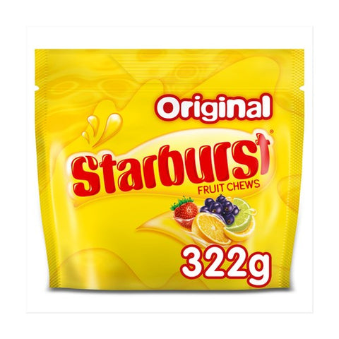 Starburst Vegan Chewy Sweets Fruit Flavoured Sharing Pouch Bag 322g (Pack of 6)