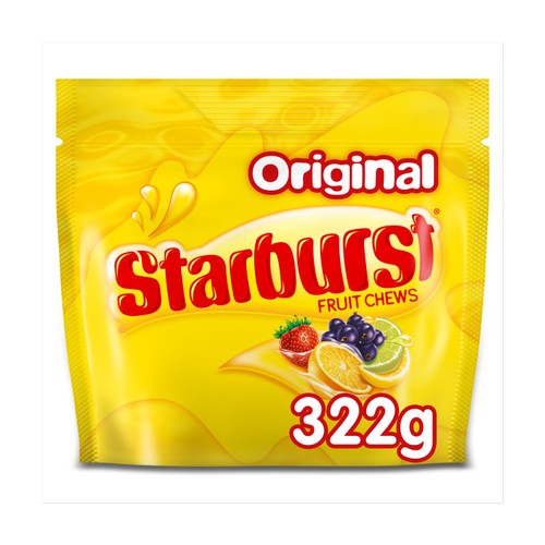Starburst Vegan Chewy Sweets Fruit Flavoured Sharing Pouch Bag 322g (Pack of 6)