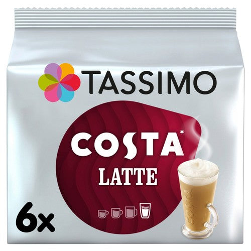 Tassimo Costa Latte Coffee Pods, 6  pods per pack (Pack of 3)