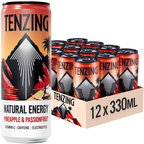 TENZING Natural Energy Pineapple & Passionfruit BCAA Case 12 x 330ml (Pack of 2)