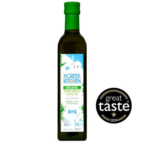 The Greek Kitchen Organic Unfiltered Extra Virgin Olive Oil 500ml (Pack of 2)