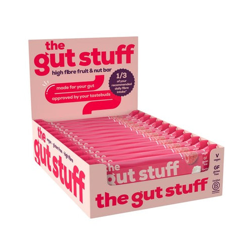 The Gut Stuff Raspberry Coconut Fruit Nut High Fibre Box Bars 12 x 35g (Pack 3)