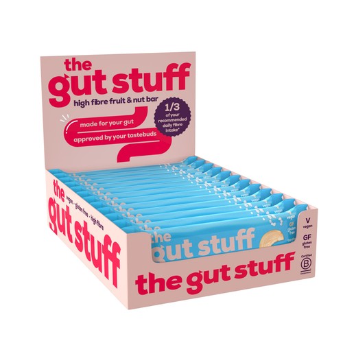 The Gut Stuff Sea Salt Caramel High Fibre Fruit Nut Box Bars 12 x 35g (Pack 3)