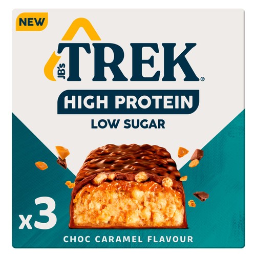 TREK High Protein Low Sugar Choc Caramel Protein Bars Multipack 3 x 44g (Pack 3)