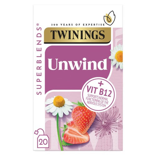 Twinings Superblends Unwind Tea with Strawberry, Camomile Limeflower (Pack 3)