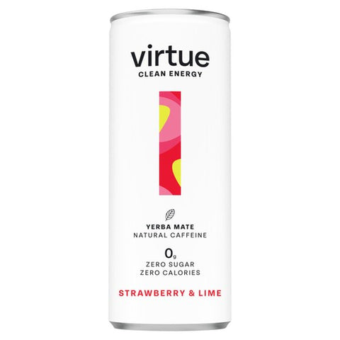 Virtue Yerba Mate Strawberry & Lime Clean Energy 250ml (Pack of 3)