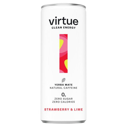 Virtue Yerba Mate Strawberry & Lime Clean Energy 250ml (Pack of 3)