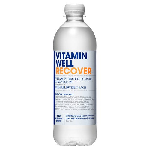 Vitamin Well Water Recover Elderflower & Peach 500ml (Pack of 6)