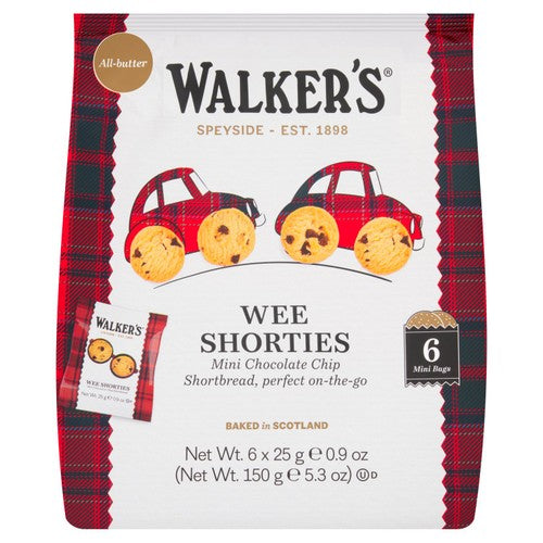 Walker's Shortbread Choc Chip Wee Shorties 6 x 25g (Pack of 2)