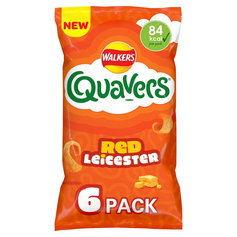 Walkers Quavers Red Leicester Multipack Crisps 6 x 16g