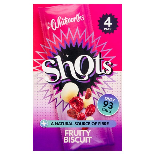 Whitworths Shots Snack Fruity Biscuit 4 x 25g (Pack of 3)