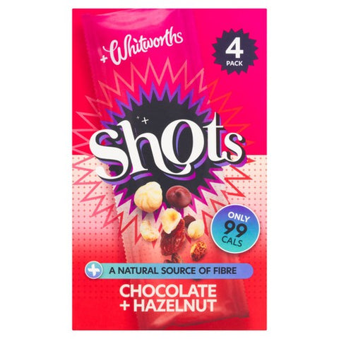 Whitworths Shots Snack Pack Chocolate & Hazelnut 4 x 25g (Pack of 6)