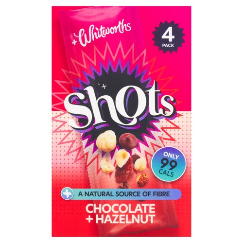Whitworths Shots Snack Pack Chocolate & Hazelnut 4 x 25g (Pack of 6)